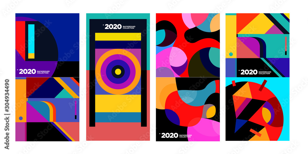 Poster 2020 vector geometric and abstract colorful background collection. background for social media story