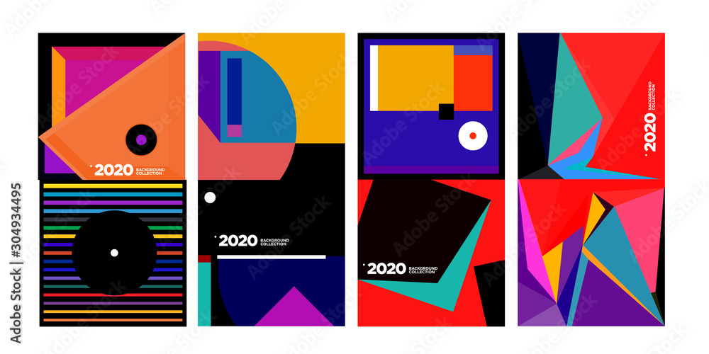 Poster 2020 vector geometric and abstract colorful background collection. background for social media story