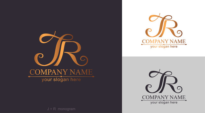 Letter JR logo or monogram. blank for business card. For your business. Vector sign.