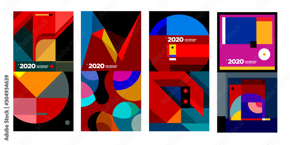 Aufkleber 2020 vector geometric and abstract colorful background collection. background for social media story