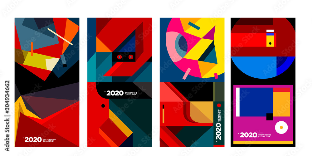 Aufkleber 2020 vector geometric and abstract colorful background collection. background for social media story