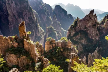 Photo sur Plexiglas Monts Huang Site du patrimoine mondial de l& 39 UNESCO Beau paysage naturel du paysage de montagne Huangshan (montagne jaune) dans l& 39 Anhui CHINE, c& 39 est l& 39 une des principales destinations touristiques de la Chine.