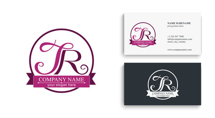 Letter JR logo or monogram. blank for business card. For your business. Vector sign.