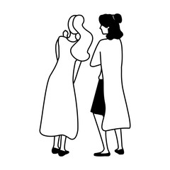 women of back position on white background