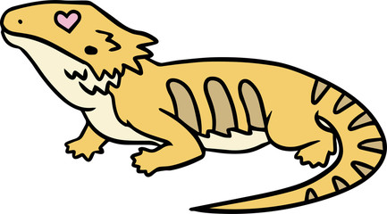 フトアゴヒゲトカゲのイラスト_ハートマーク