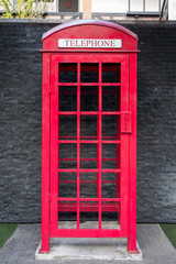 Vintage English British style telephone box.
