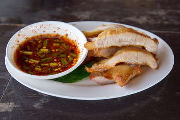 Grilled Pork of Thai food style for eat with Somtum.