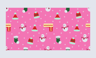 Fototapeta premium Seamless winter symbols. new year gifts decorative paper or textile fabric pattern vector background