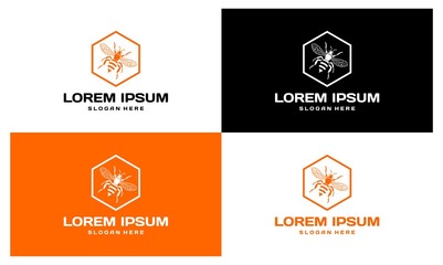 Lorem Ipsum honeycomb and bee logo set. Honey logo
