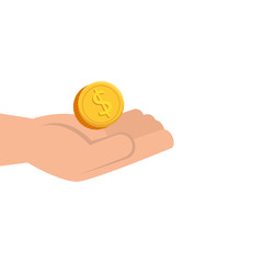 hand with coin money isolated icon vector illustration design
