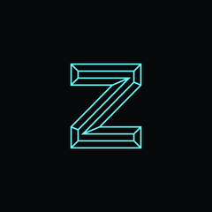 Simple Z Minimalist Initial / Letter Z modern logo design with blue neon color .vector