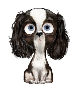 cute cartoon puppy spaniel with big eyes