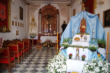 Shrine inside Santiago church in Orange Square, Marbella, Spain.