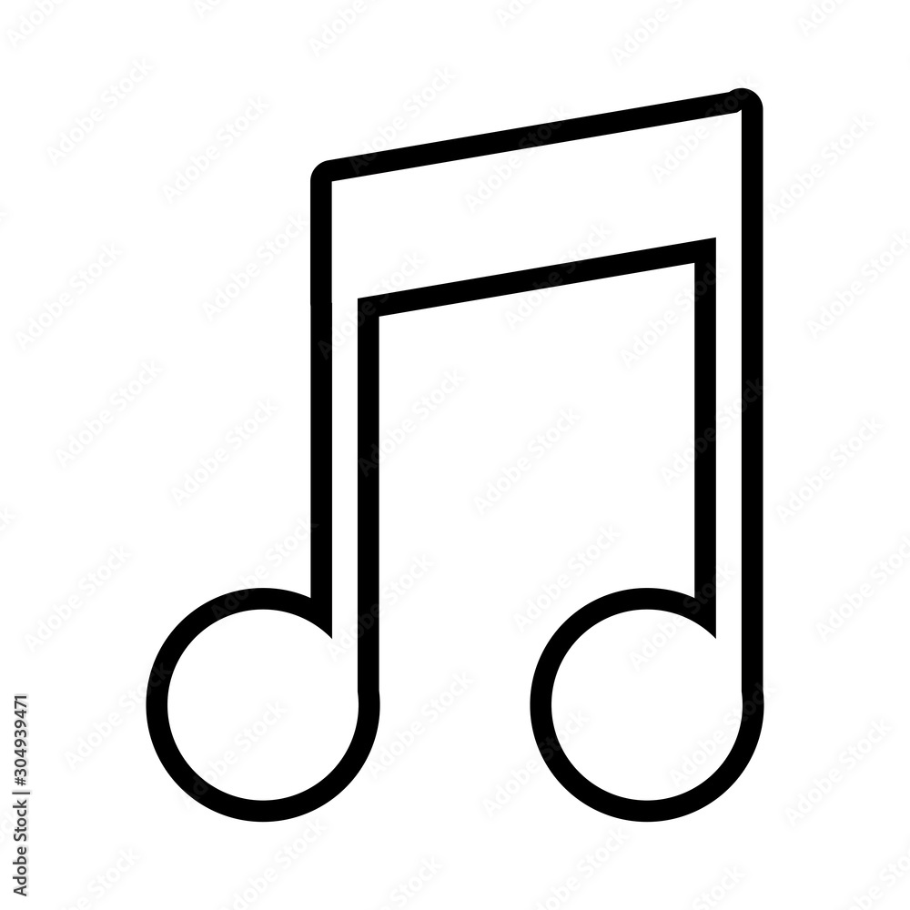 Sticker musical note on white background