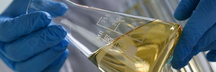 Yellow liquid spilled petrol additive innovative supply