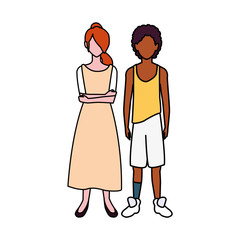 couple of people faceless on white background