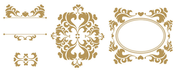 Vintage vector Set. Floral elements for design of monograms, invitations, frames, menus, labels and websites. Graphic elements for design of catalogs and brochures of cafes, boutiques