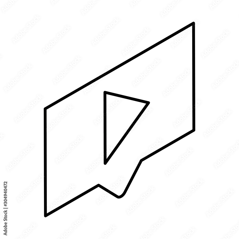 Poster frame with play button on white background