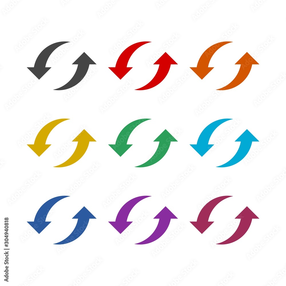 Poster exchange color icon set flat illustration for graphic and web design isolated on white background