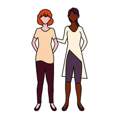 women faceless standing with different poses