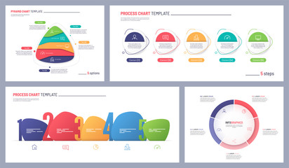 Set of clean and minimalist vector infographic templates. 5 options