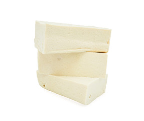 cube tofu isolated on white background.