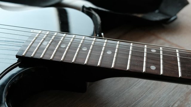guitar fingerboard or fretboard closeup