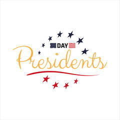 Happy Presidents Day text lettering for Presidents day in USA vector illustration graphic design. US President celebration calligraphic hand drawn design for print greetings card, sale, poster, banner