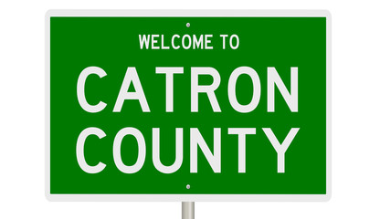 Rendering of a green 3d highway sign for Catron County