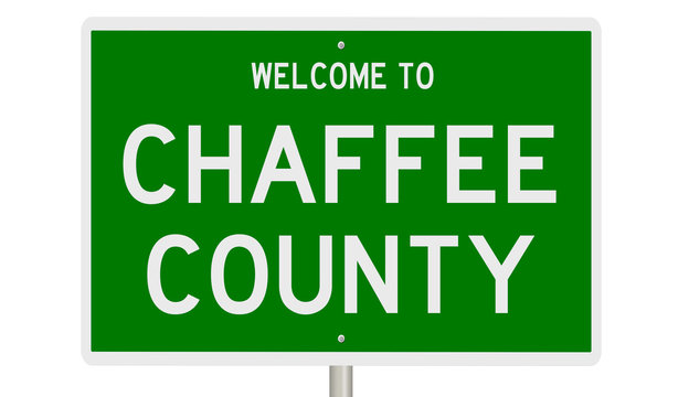 Rendering of a green 3d highway sign for Chaffee County
