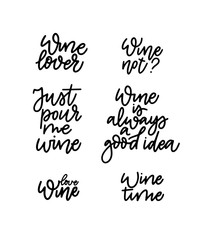 Vector wine quotes set. Fun bar lovers
