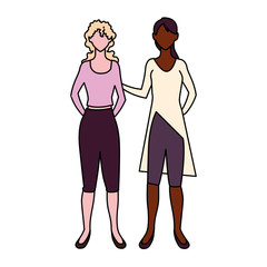 women faceless standing with different poses