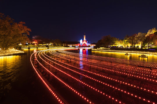 Nabana No Sato 2019-2020 (Oct 19 - May 6) is one of the most popular illumination events in Japan during winter. Over 8 million LED lights are used, Nagoya, Japan.