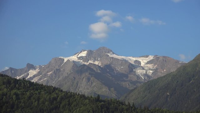 Time lapse view on sumit Laila. Mount Laila is located on Svaneti mountain range . Svaneti region of Georgia.