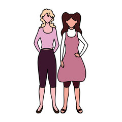 women faceless standing with different poses