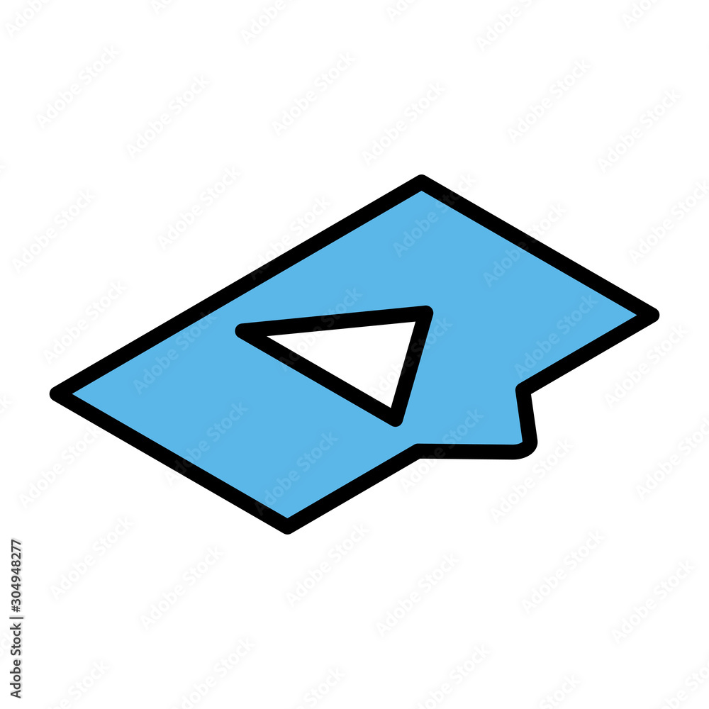 Poster frame with play button on white background