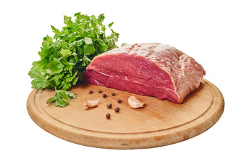raw meat with seasonings on the board