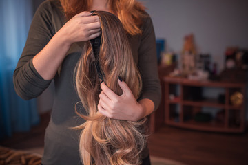 Fototapeta premium Wigs, hair. Womens beauty concept