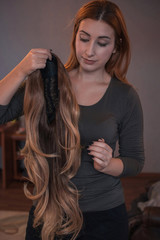 Obraz premium Wigs, hair. Womens beauty concept