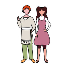 couple of people faceless on white background