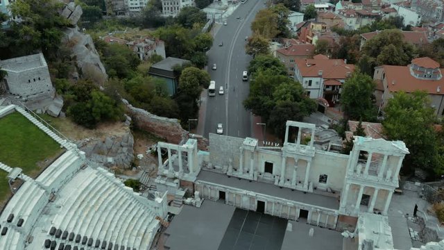 Panoramic (Drone) View Of Ancient Theatre of Plovdiv