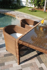 Artistic Ethnic Classy Modern Elegant Luxury Indoor Home Interiors and Outdoor Garden Park Furniture Table Chair Cabinet Accessories from Rattan Plastic Wicker or Wooden Materials for Hotel and House 