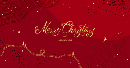 Winter Holidays banner design. Website or social media long header template for Christmas celebration with sparkles and space for text. 