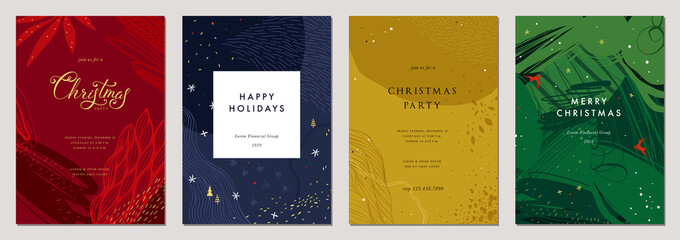 Merry Christmas and Bright Corporate Holiday cards. Vector illustration.
