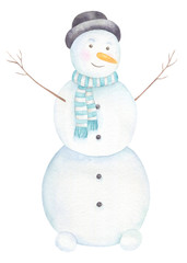 Snowman Watercolor Illustration