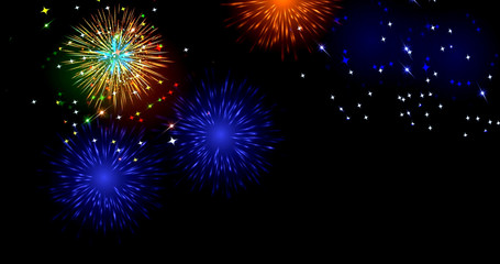 Fototapeta na wymiar Beautiful fireworks in the sky with black background