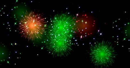 Beautiful fireworks in the sky with black background