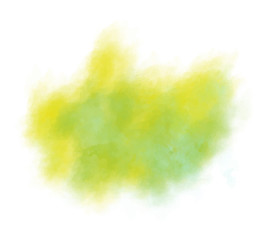 Textured background with flashy colors. Watercolor abstraction. Vector illustration. Paint splash, blob, stain on paper. Subtle and soft colors. Green, yellow, lemone. EPS 8. Water painting.