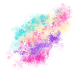 Fototapeta na wymiar Rainbow splash on a white background. Banner, poster for your graphics. Watercolor abstraction with stains of paint. Vector illustration. EPS 8. Flashy colors. Copy space. Soft and delicate.