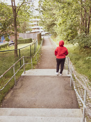 Autumn foot path through park during in Gothenburg,Sweden